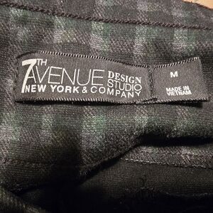 7th Avenue Design Studio New York & Comapany Women's Green Plaid Boot Cut Pants